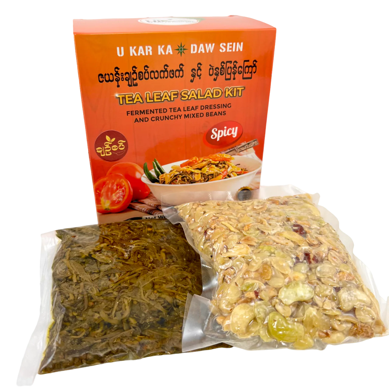 U Kar Ka Tea Leaf Salad Kit (Spicy) (ဦးကာက ဇယန်းချဉ်စပ် လက်ဖက် နှင့် အကြော် စုံ) (400 g)