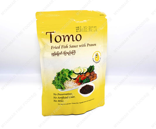 Tomo Fried Fish Paste (Prawn) (ပုဇွန်ခြောက်ငံပြာရည်ကြော်)